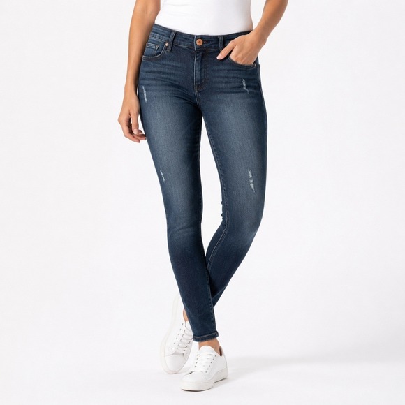 Democracy Denim - Democracy Ab Technology Skinny Jeans Womens 4 Dark Wash Distressed Stretch